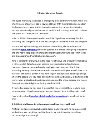 5 digital marketing trends