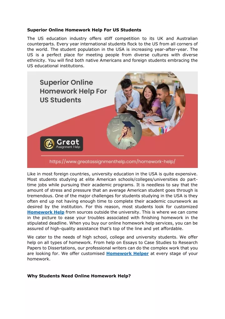 superior online homework help for us students