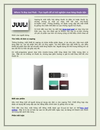 Where To Buy Juul Pods - Trực tuyến để có trải nghiệm mua hàng thuận tiện