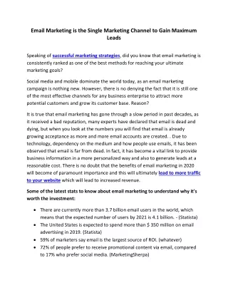 email marketing is the single marketing channel