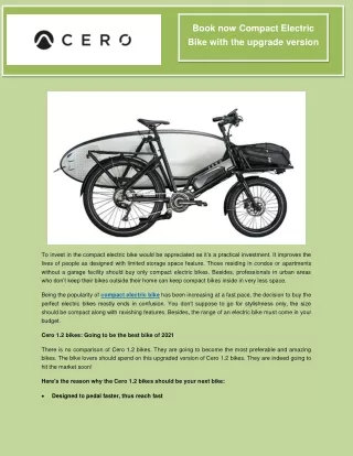 Book now Compact Electric Bike with the upgrade version