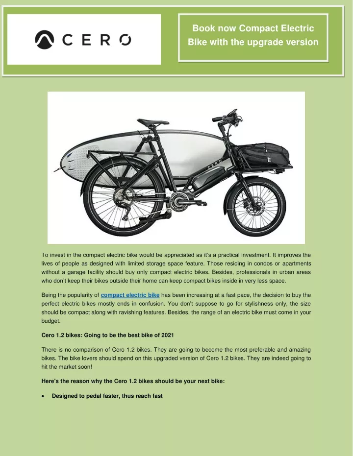 book now compact electric bike with the upgrade