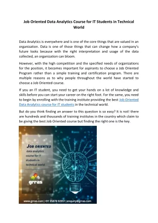 job oriented data analytics course