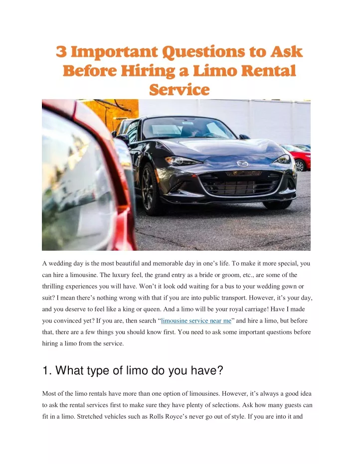 3 important questions to ask before hiring a limo
