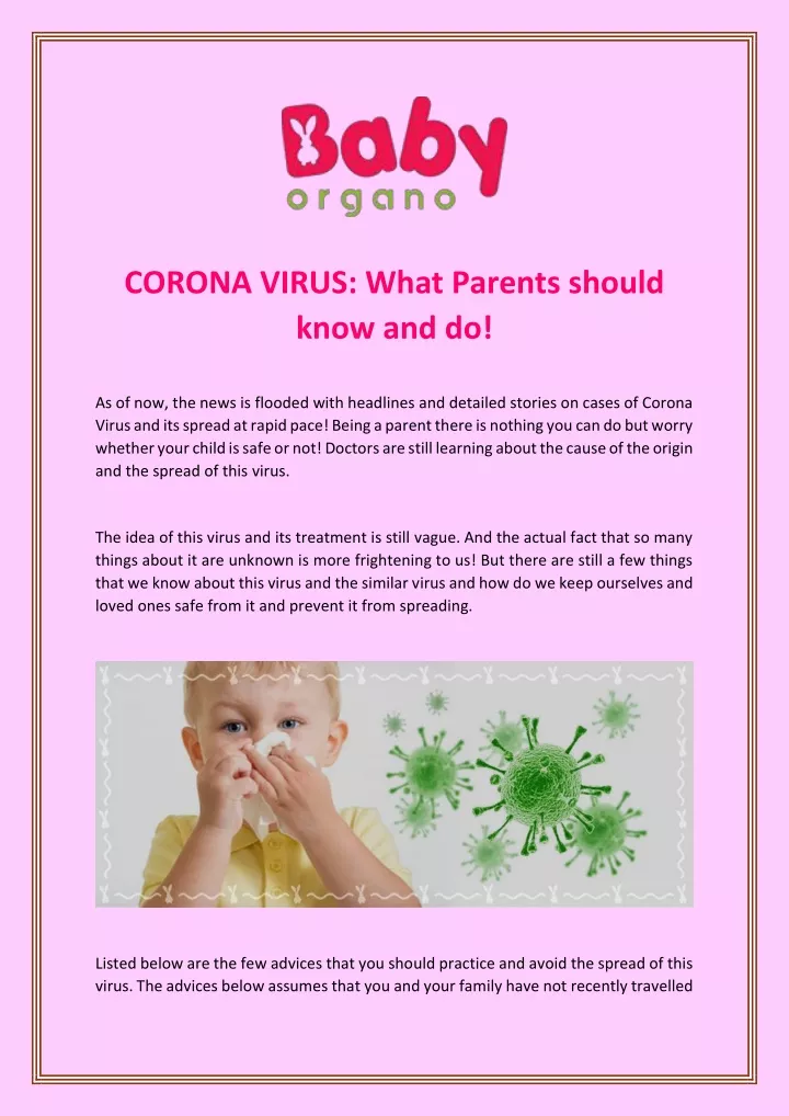 corona virus what parents should know and do