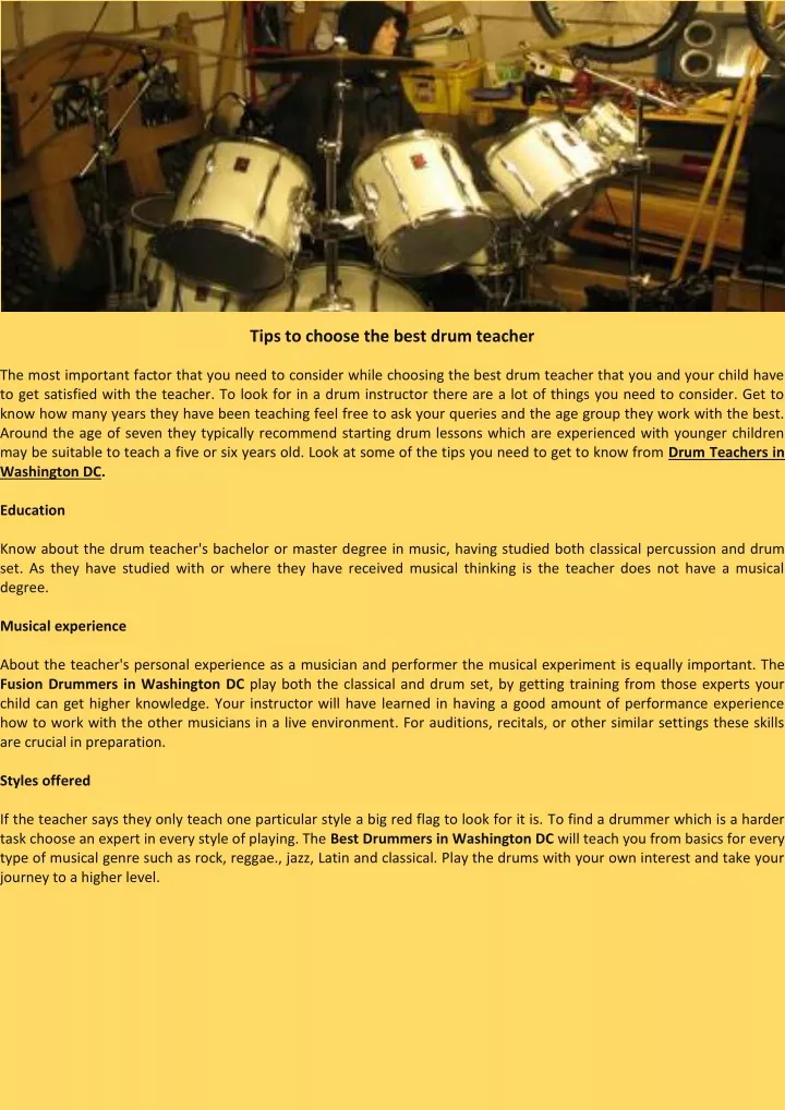 tips to choose the best drum teacher