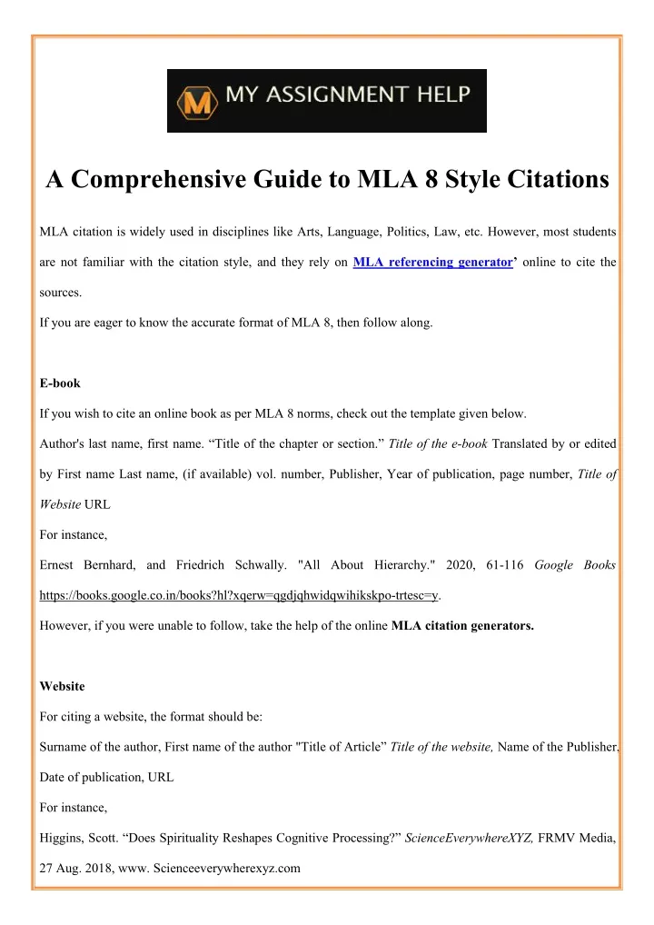 a comprehensive guide to mla 8 style citations