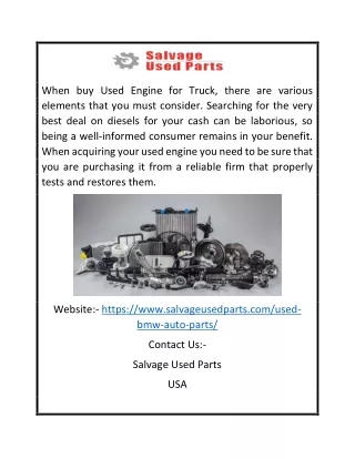 Used Bmw Engine | Salvageusedparts.com