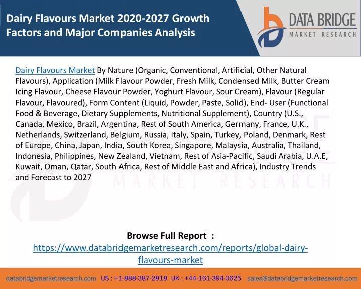 dairy flavours market 2020 2027 growth factors