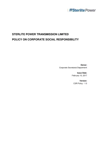 Corporate Social Responsibility Policy (PDF)-Sterlite power