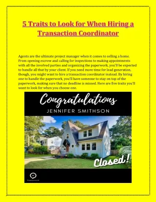 Choose the ultimate Real estate transaction coordinator service in the USA from Taskativity, LLC