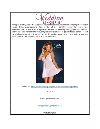 Bridal Nightwear Sets | Wedding-lingerie.co.uk