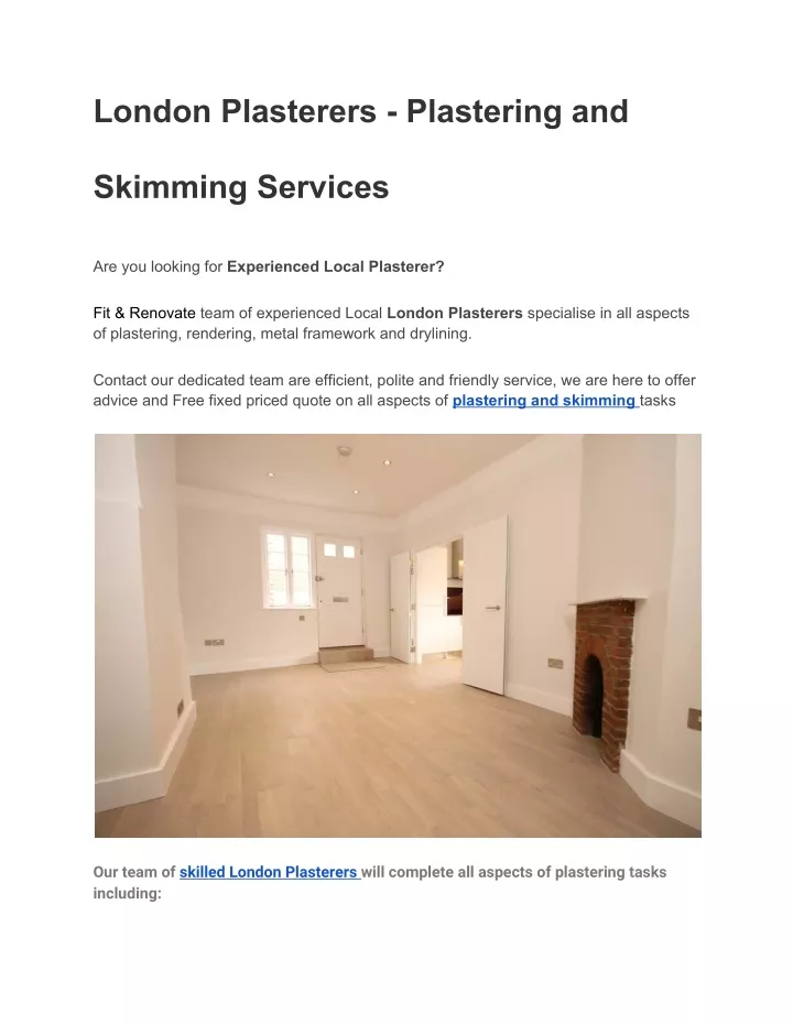 london plasterers plastering and