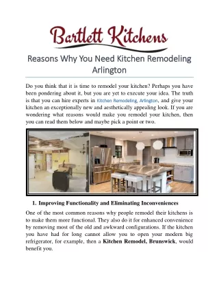 Reasons Why You Need Kitchen Remodeling Arlington