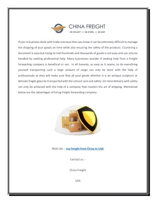 Sea Freight From China to USA | Chinafreight.com