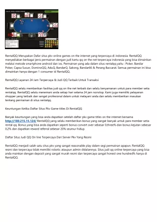RentalQQ Daftar Situs Pkv Online games Poker Online Terpercaya Indonesia