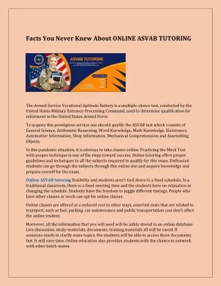 Facts You Never Knew About ONLINE ASVAB TUTORING
