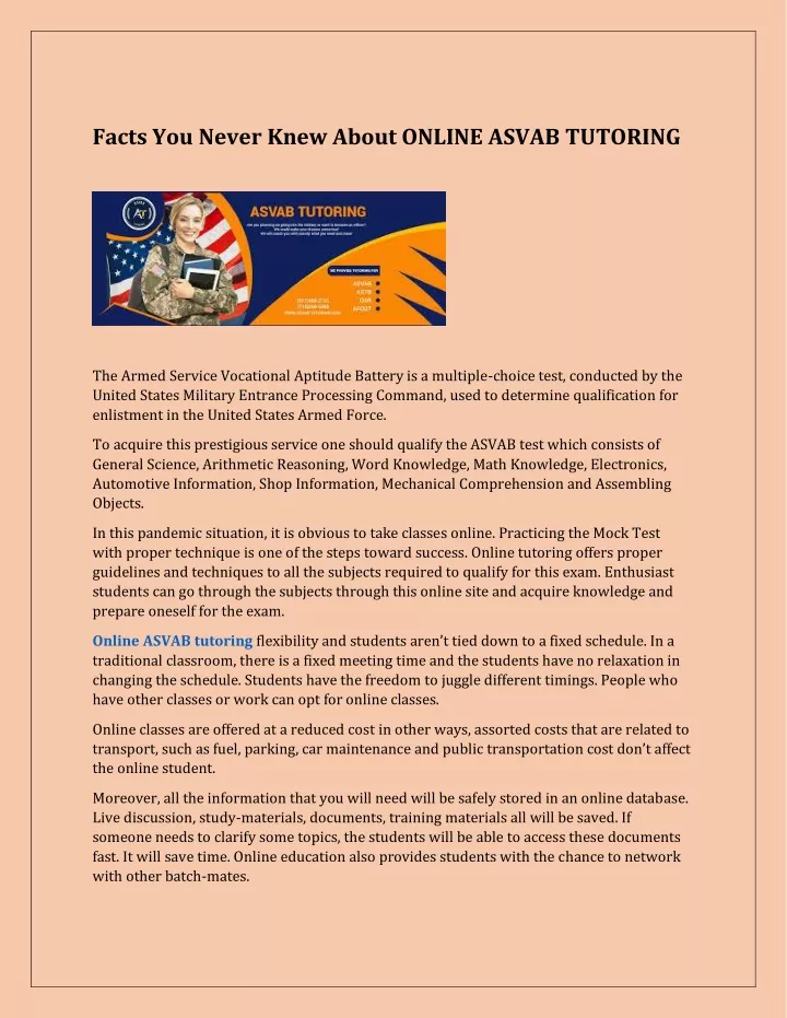 facts you never knew about online asvab tutoring
