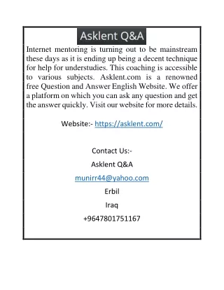 Answering a Question Online | Asklent.com