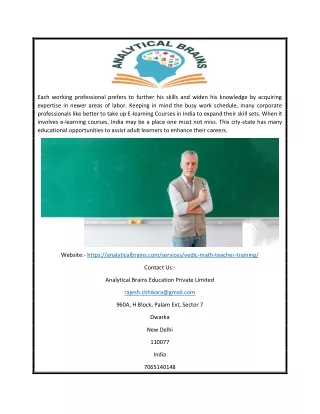 Vedic Maths Teacher Training Course India | Analytical Brains
