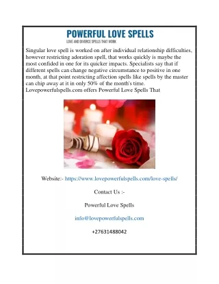 Effective Lost Love Spell Caster | Lovepowerfulspells.com