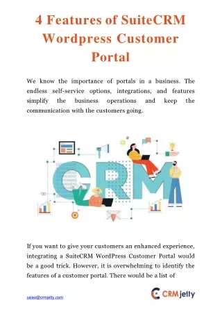 4 features of suitecrm wordpress customer portal