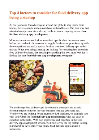 top 4 factors to consider for food delivery