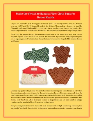 make the switch to banana fiber cloth pads