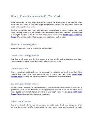 How to Know If You Need to Fix Your Credit
