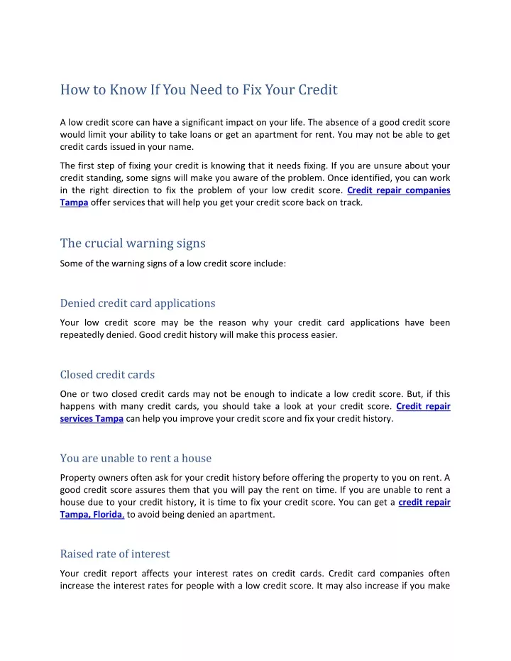 how to know if you need to fix your credit