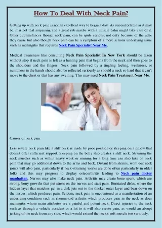 how to deal with neck pain how to deal with neck
