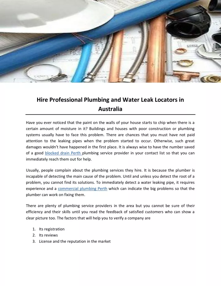hire professional plumbing and water leak