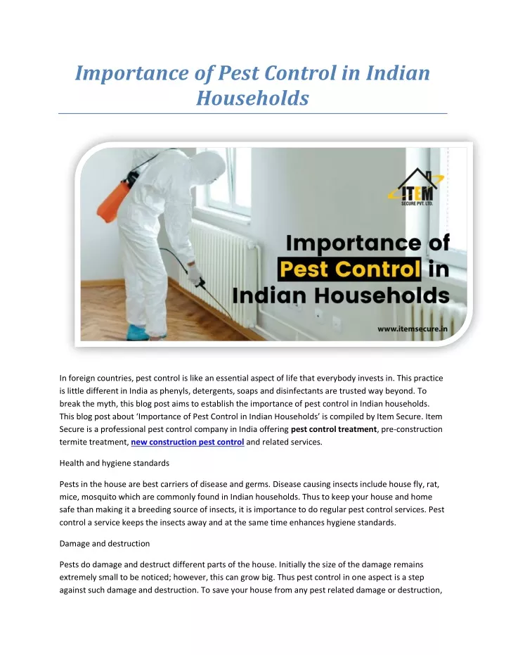 importance of pest control in indian households