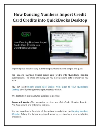 how dancing numbers import credit card credits