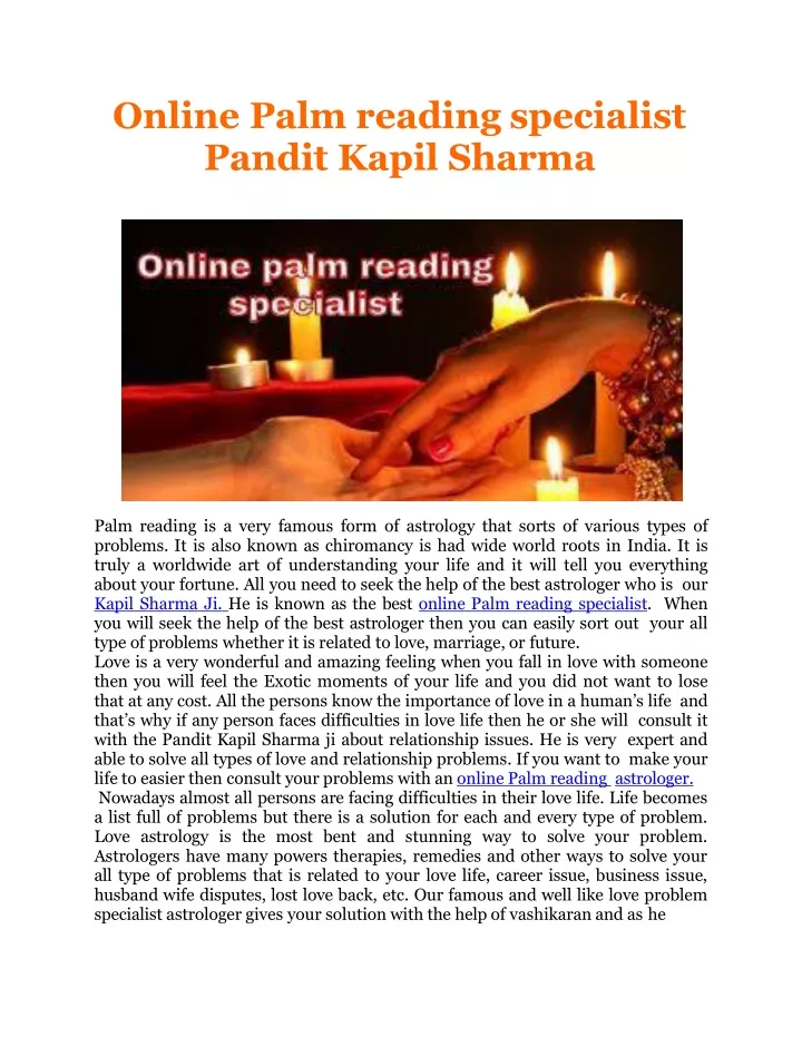 online palm reading specialist pandit kapil sharma