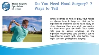 Hand Surgery Specialists Of Houston, TX