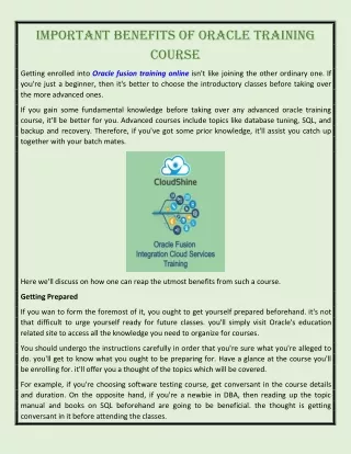 important benefits of oracle training course