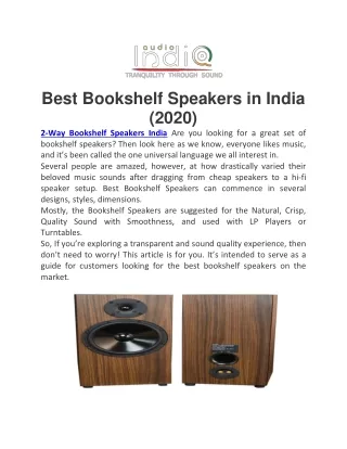 Best Bookshelf Speakers in India (2020)