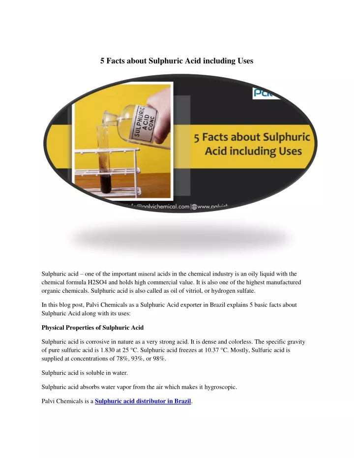 5 facts about sulphuric acid including uses