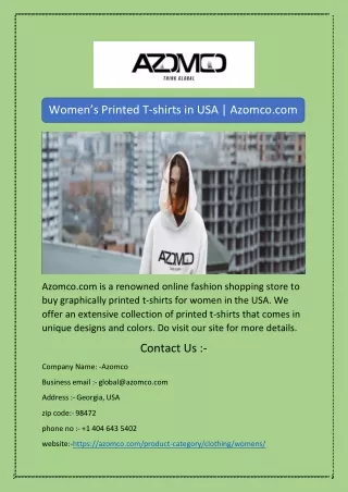 Women’s Printed T-shirts in USA | Azomco.com