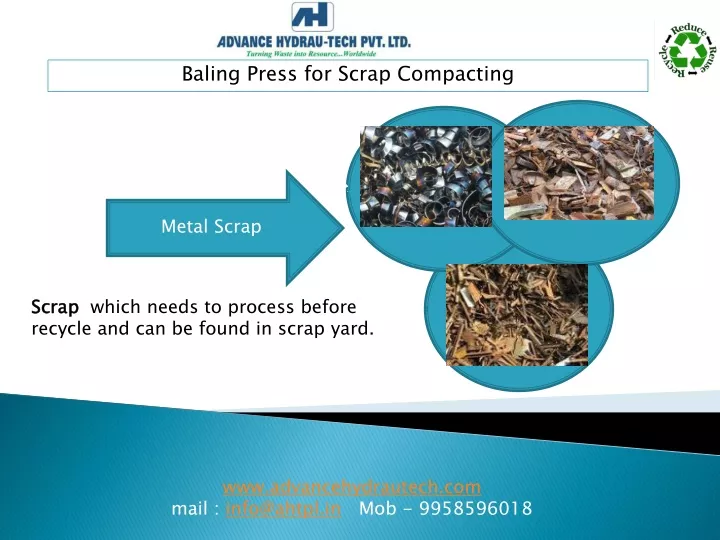 baling press for scrap compacting