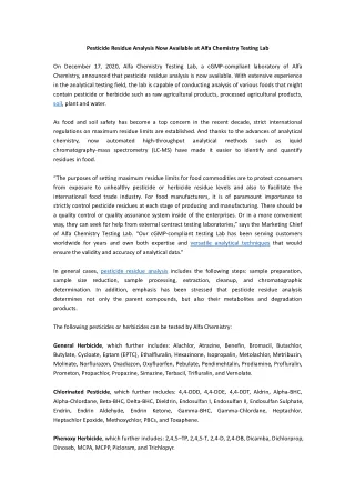 pesticide residue analysis now available at alfa