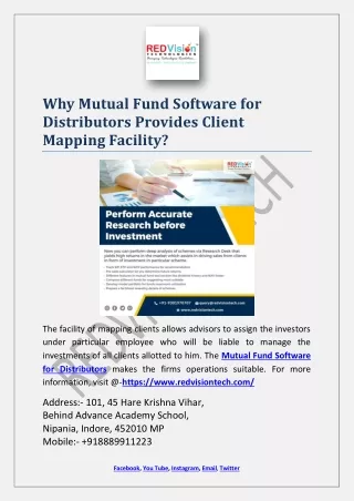 why mutual fund software for distributors
