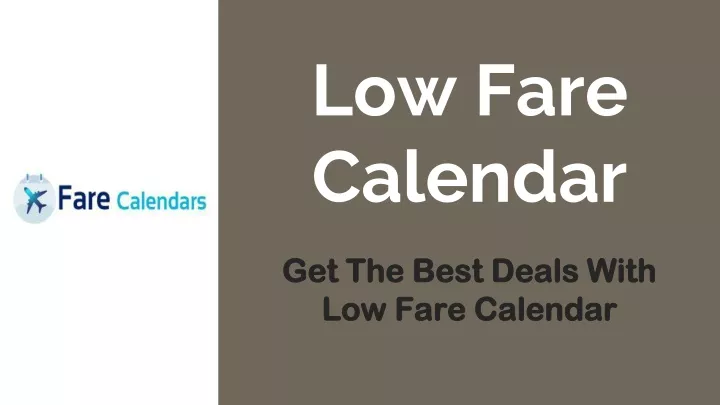 low fare calendar