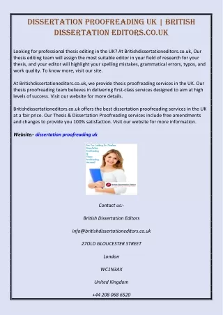 dissertation proofreading uk british dissertation