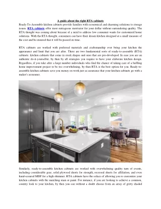 a guide about the right rta cabinets
