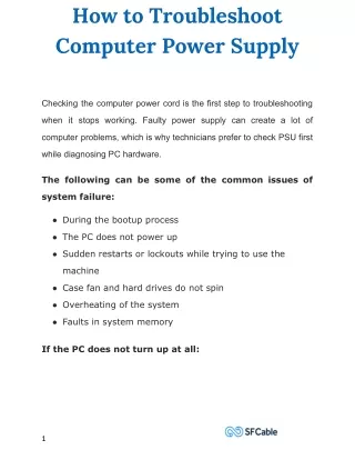 how to troubleshoot computer power supply