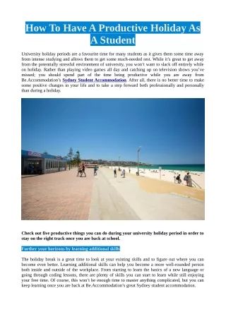 how to have a productive holiday as a student