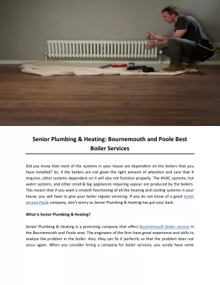 Senior Plumbing & Heating- Bournemouth and Poole Best Boiler Services