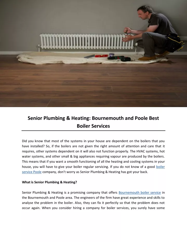 senior plumbing heating bournemouth and poole